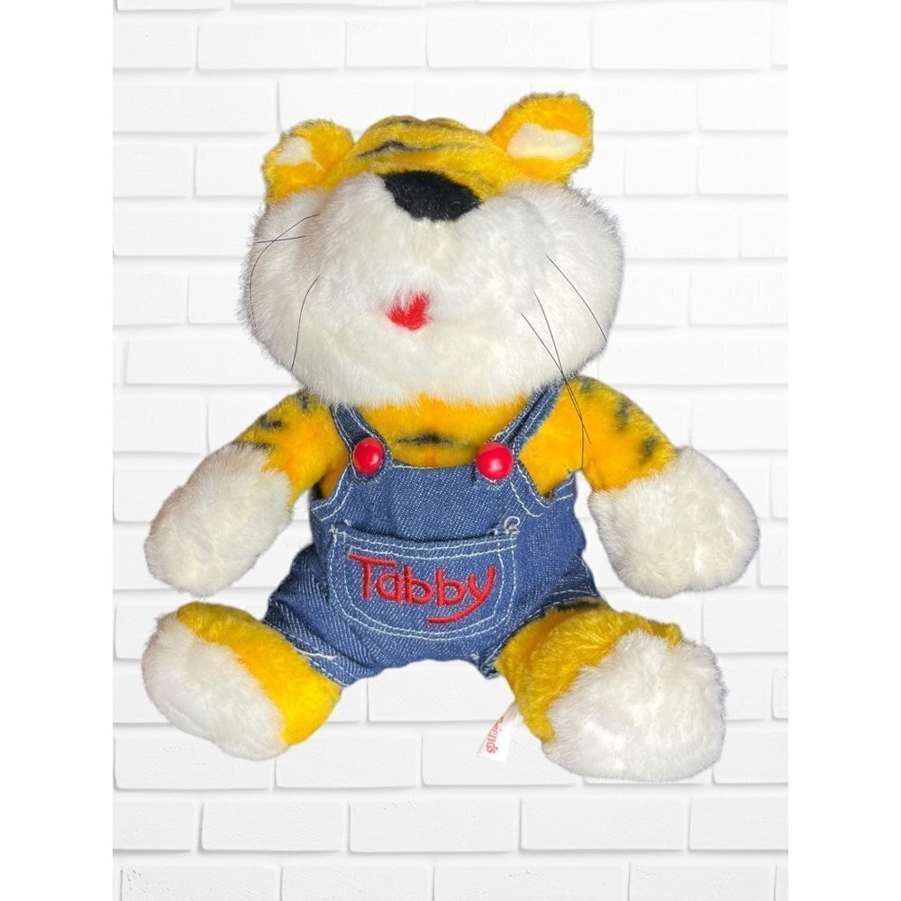 Vintage Tabby And Friends Tiger Soft Plush Stuffed Animal Denim Overall Outfit